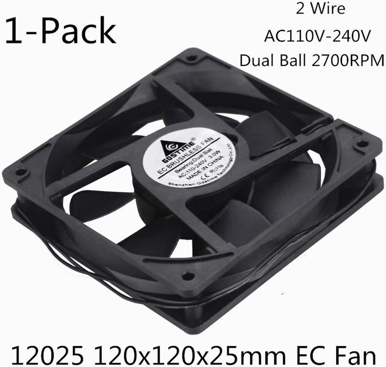 Weastlinks 1Pcs EC Axial Fan 120mm PC Dual Ball Brushless Fan Cooler AC 110V 120V 220V 230V 240V Computer Case EC Fan 12025 12038