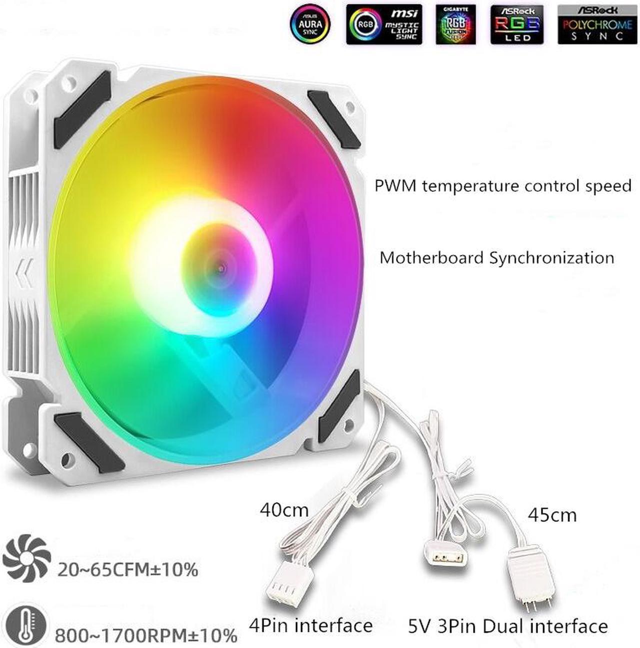 Weastlinks CPU Cooler Fan ARGB 120mm 4 Pin Radiator Quiet PWM Temperature Control 5V for PC Computer Case Cooling Fan System 12cm