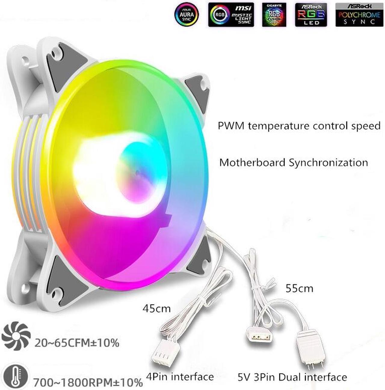 Weastlinks 12cm 5V PWM PC Case Fan Addressable ARGB CPU Cooling Radiator Heatsink for Desktop Chassis 4Pin Cooling Fan 120mm for PC