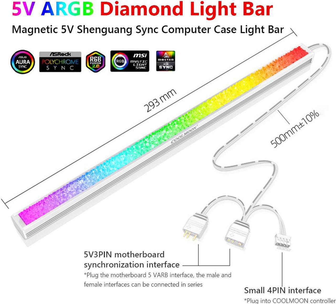 Weastlinks ARGB Diamond LED Strip Magnetic Computer Light Bar 5V/3PIN Small 4Pin Colorful Light-Strip for PC Computer Case Chassis