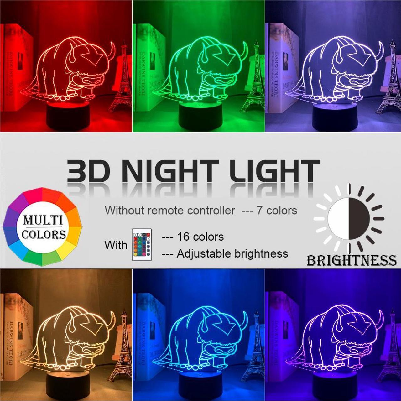 Alt view image 2 of 7 - Weastlinks Acrylic 3D Lamp Avatar The Last Airbender Night light for Kids Child Room Decor The Legend of Aang Appa Figure Table Night Light
