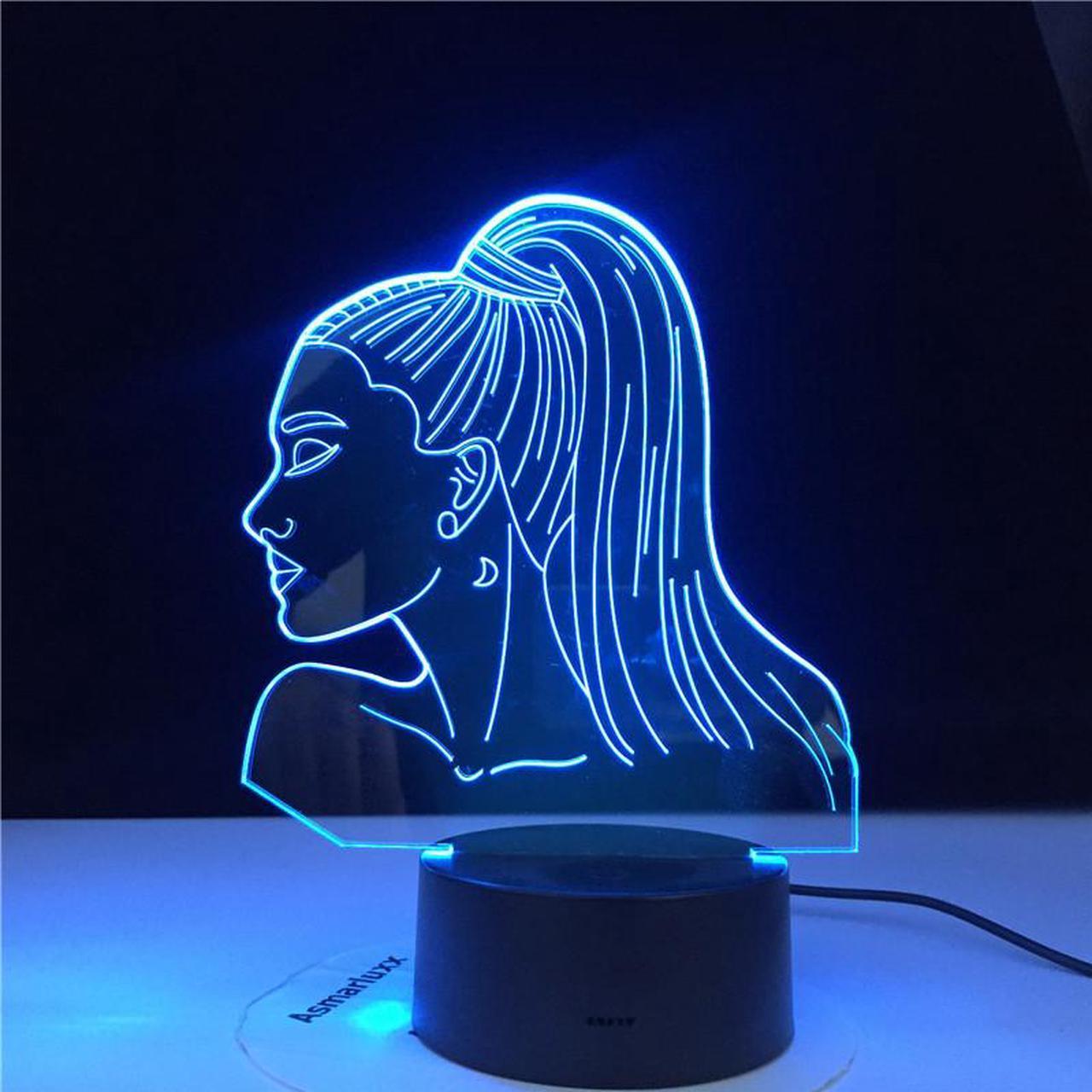 Weastlinks 3D Lamp Table Nightlight Celebrity Singer ArianaGrande Poster Cat Girl Fans Gift with 7 /16 Colors Touch Remote Control