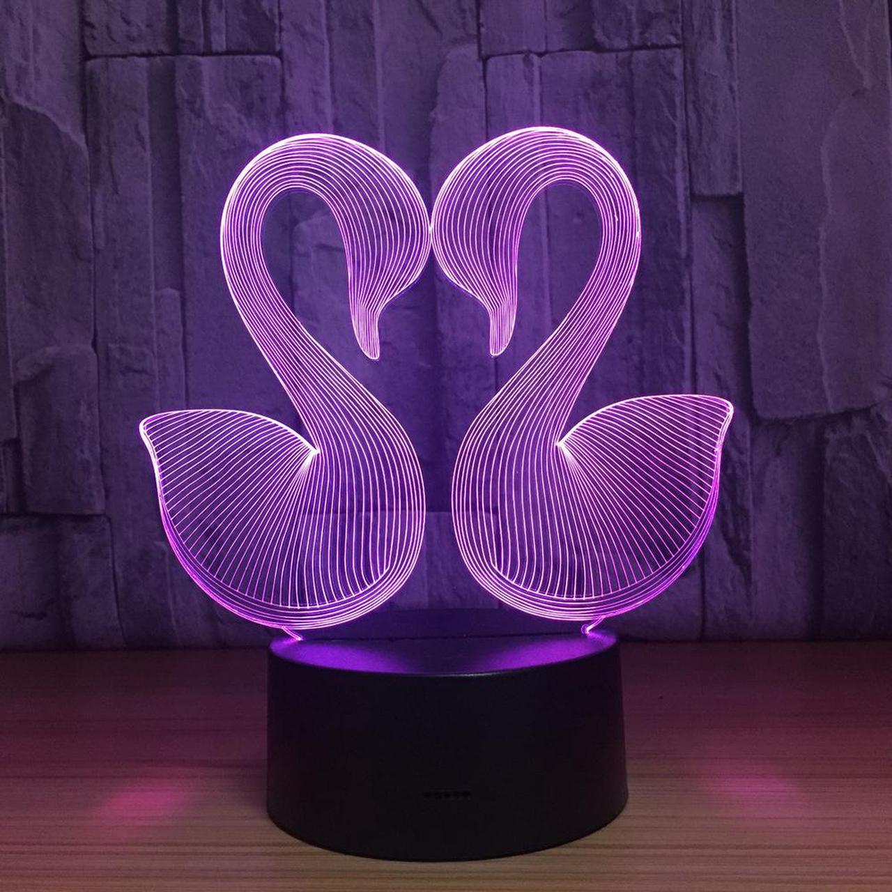 Weastlinks Colorful Two Love Swan 3D Night light Table Lamp Acrylic Stereo Lights Children's Room Decorative For Birthday Christmas Toys Lovers Gifts