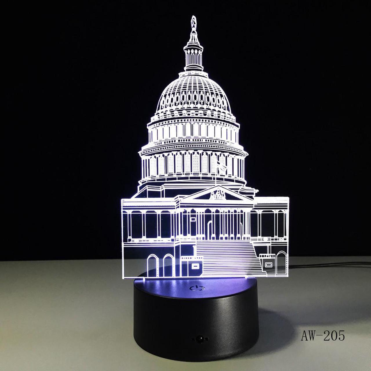 Weastlinks Statue of Liberty White House 3D Illusion Night lightTable Lamp for Kids Bedroom Decoration Nightlight LED RGB Touch Sensor Gift