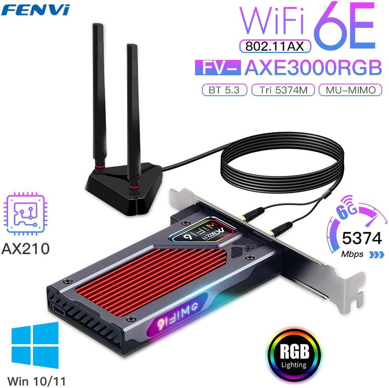 Weastlinks AXE3000 Wi-Fi 6E AX210 Bluetooth 5.3 Wireless 5374Mbps 2.4G/5GHz/6G WiFi 802.11AX/AC PCIExpress Network Card Adapter PC