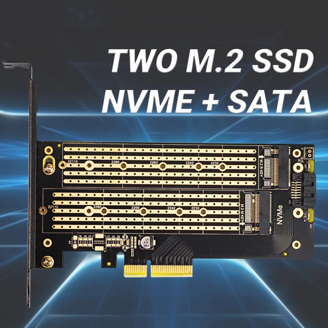 Weastlinks SK6 M.2 Dual M.2 PCIE 4.0 Adapter for NVMe / NGFF SSD, NVME (m Key) and SATA (b Key) SSD to PCIe x4 X8 X16 Slot