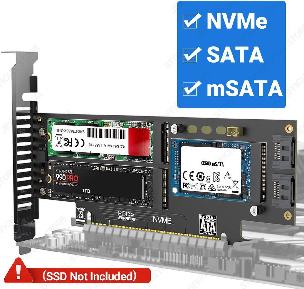 Weastlinks NVMe NGFF and mSATA SSD PCIe 4.0/3.0 Adapter Card, 3 in 1 M.2 NVME to PCIE/M.2 SATA SSD to SATA III/mSATA to SATA Converter