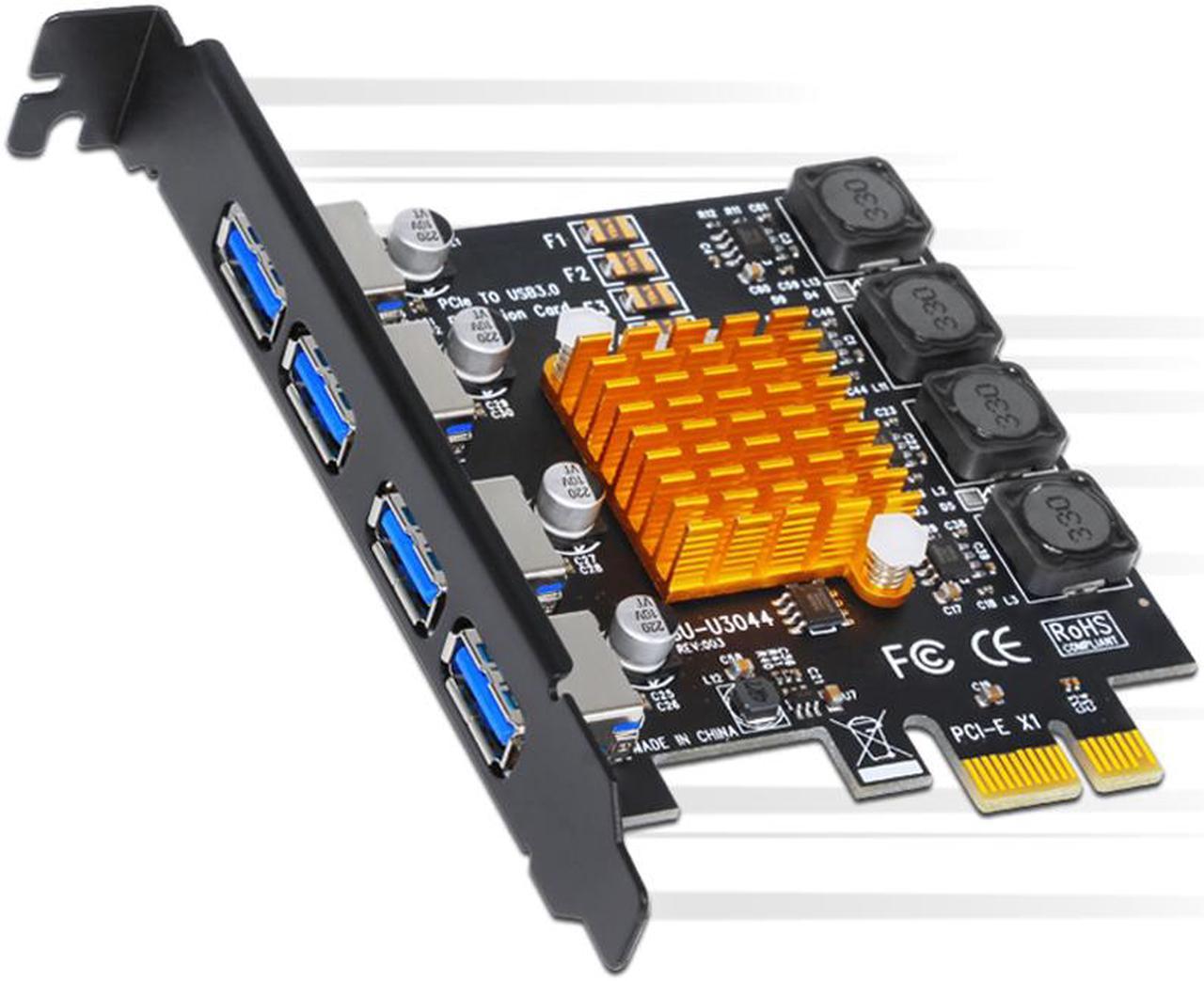 Weastlinks 4 Port USB 3.0 PCI Express Card USB 3.0 PCI-E Expansion Card Adapter PCIE USB 3.0 HUB Controller Cards USB3.0 PCIE Extender Card