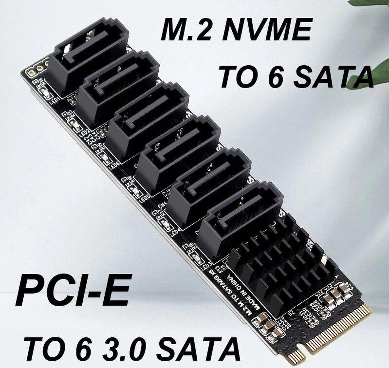 Weastlinks NVME to SATA Expansion Card M.2 to SATA Adapter M2 Connector Internal SSD SATA 3 Port Multiplier NGFF M Key to SATA3 Controller