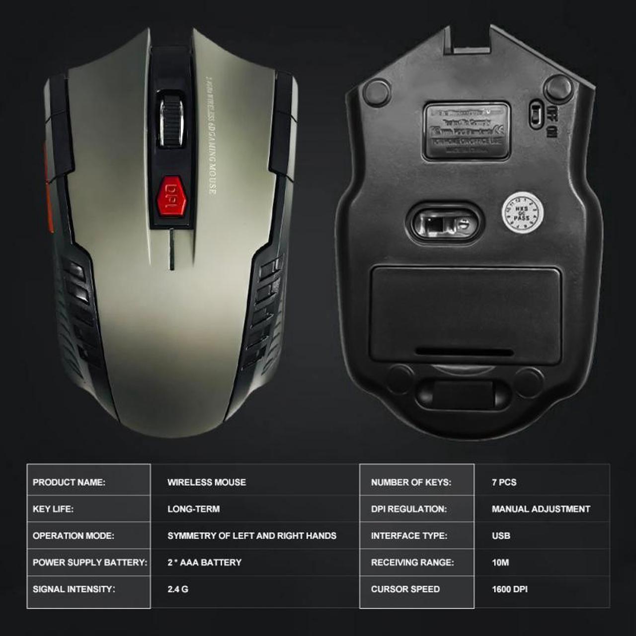 Alt view image 7 of 7 - Weastlinks 2.4G 6 Key Wireless Mouse Game Mouse 1600DPI USB Receiver Gaming Mouse Optical For Laptop Computer PC Gamer