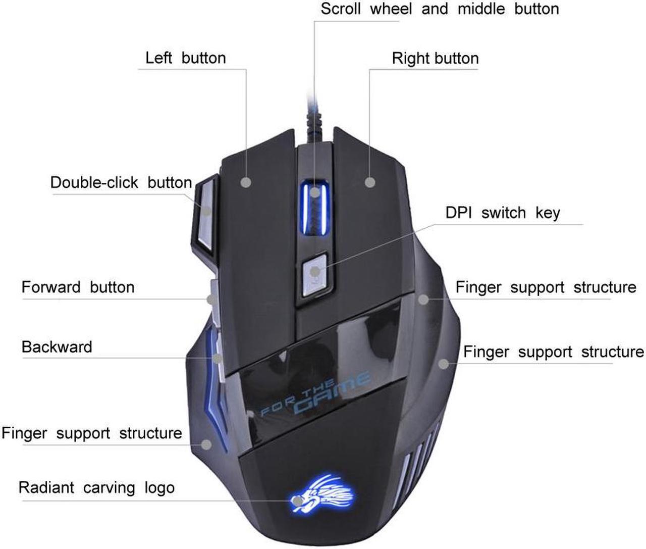Alt view image 2 of 7 - Weastlinks 5500/3200/2400 DPI LED Optical USB Wired Gaming Mouse 7 /6/3 Buttons Gamer Computer Mice