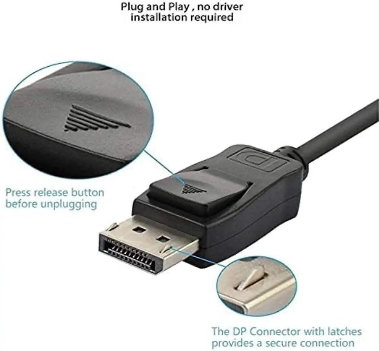 Alt view image 3 of 7 - Weastlinks DP to VGA Adapter Cable 1080P DisplayPort Male to VGA Female Converter Adapter For Projector DTV TV HDVD Laptop
