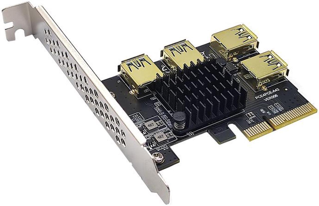 Alt view image 5 of 7 - Weastlinks PCIE 1 to 4 Riser Card PCIE To PCIE Adapter 1 Turn 4 PCI Express Slot X4 to X16 USB3.0 Riser Card Converter For BTC Miner Mining