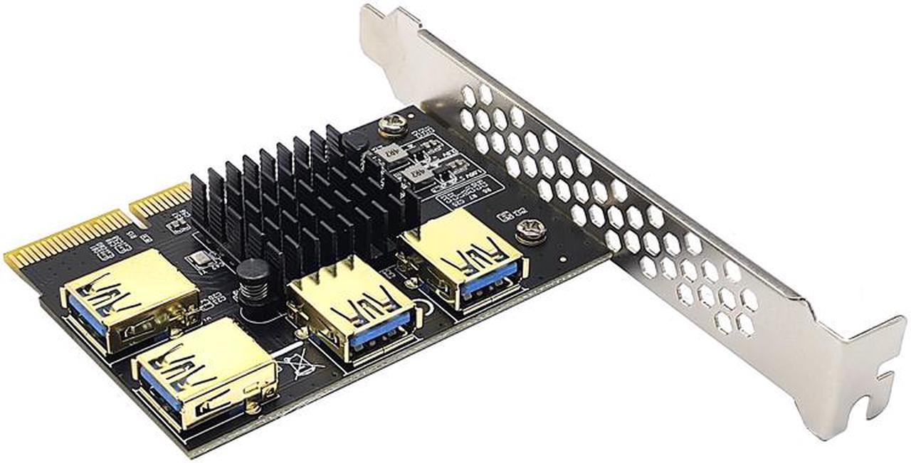 Alt view image 2 of 7 - Weastlinks PCIE 1 to 4 Riser Card PCIE To PCIE Adapter 1 Turn 4 PCI Express Slot X4 to X16 USB3.0 Riser Card Converter For BTC Miner Mining