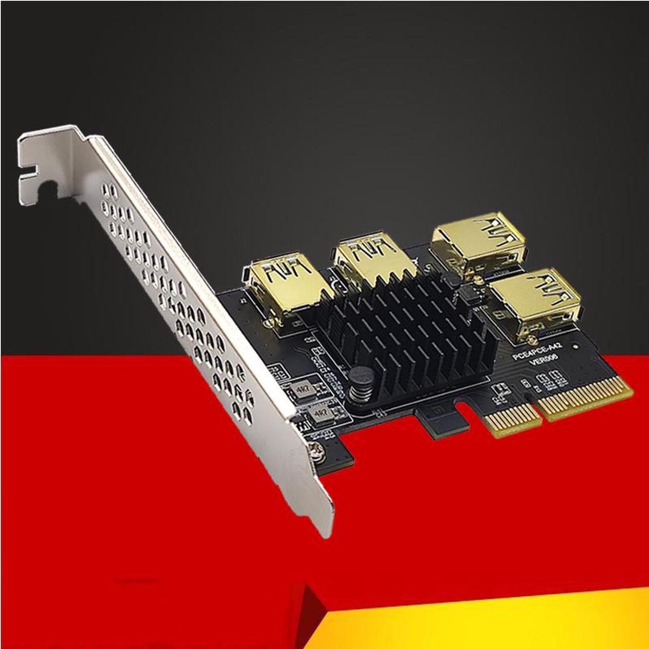 Alt view image 7 of 7 - Weastlinks PCIE 1 to 4 Riser Card PCIE To PCIE Adapter 1 Turn 4 PCI Express Slot X4 to X16 USB3.0 Riser Card Converter For BTC Miner Mining