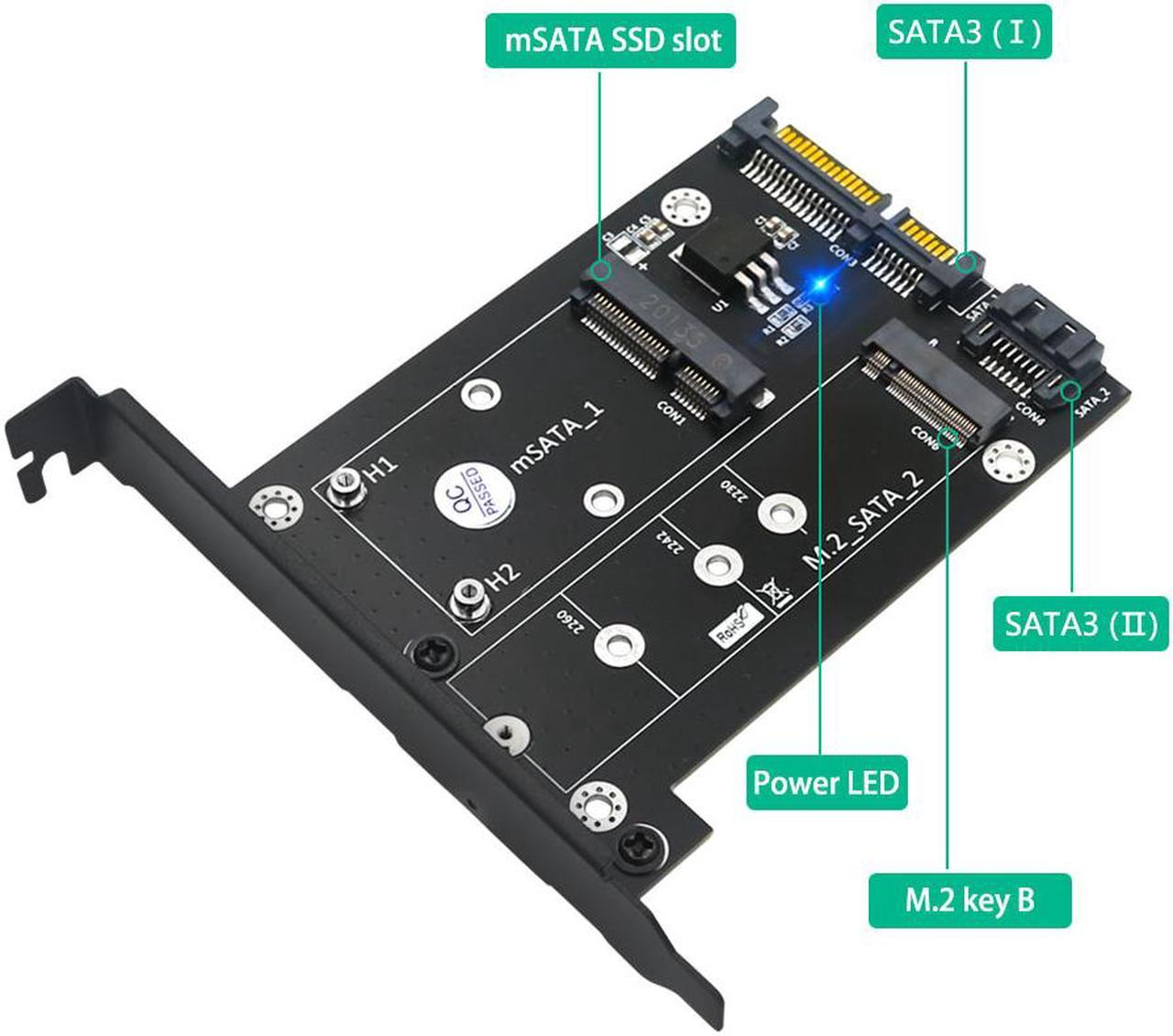 Weastlinks 2 in 1 MSATA NGFF M2 to SATA 3.0 Expansion Card PCI Express PCIE to M2 Adapter M.2 to SATA Converter Riser for Mining