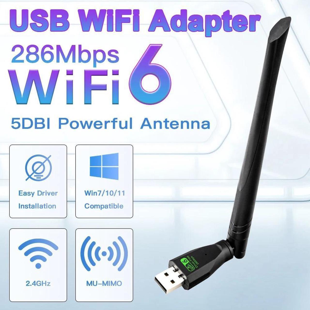 Weastlinks 300Mbps WiFi6 USB Adapter 2.4Ghz Network Card Antenna Wifi6 USB Dongle 802.11ax Wireless WiFi Receiver For PC Laptop Driver Free