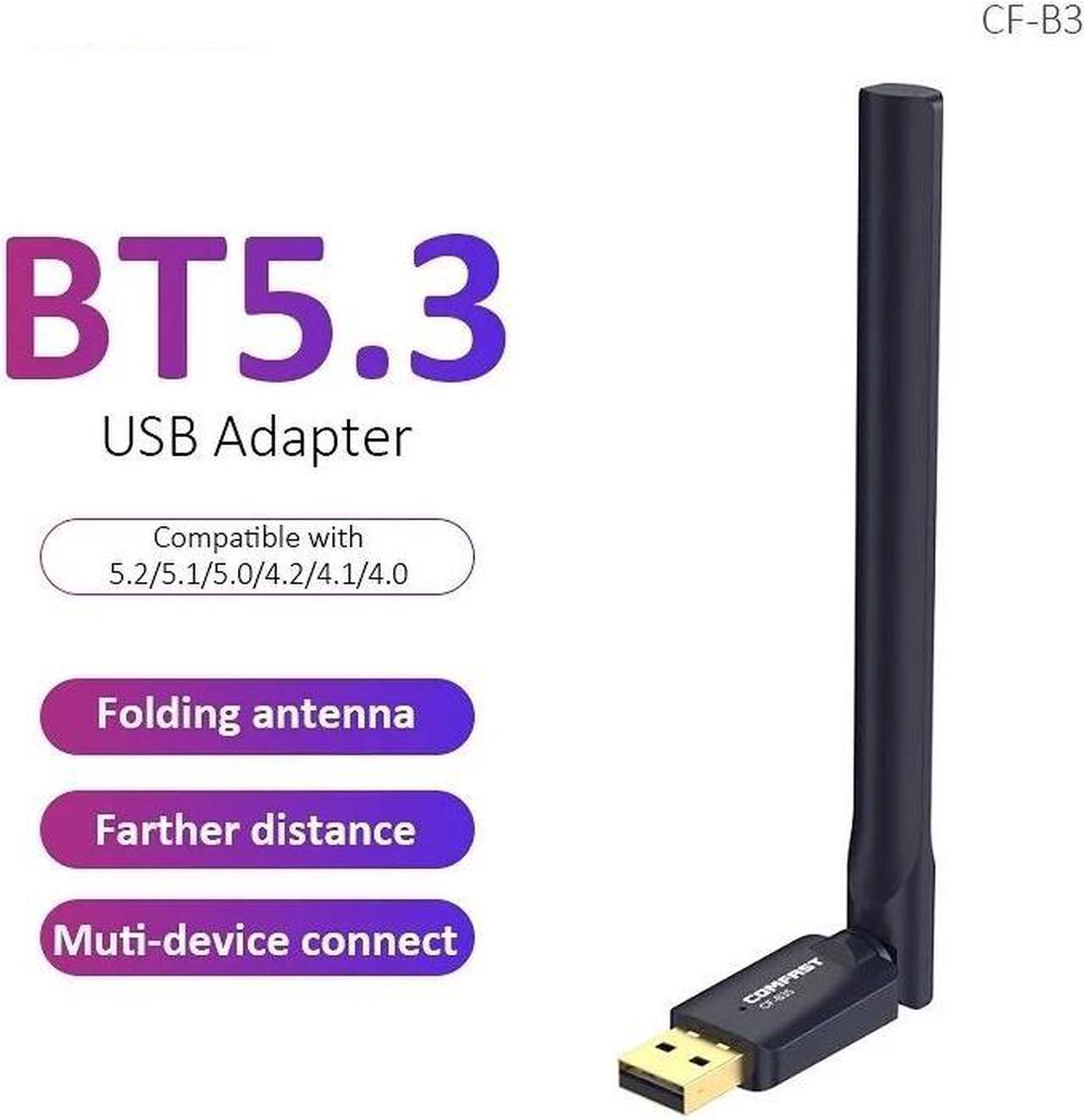 Weastlinks USB BT5.3 Adapter 2.4GHz Free Drive Bluetooth Dongle with External Antenna Data transfer Support Windows 8.1/10 /11