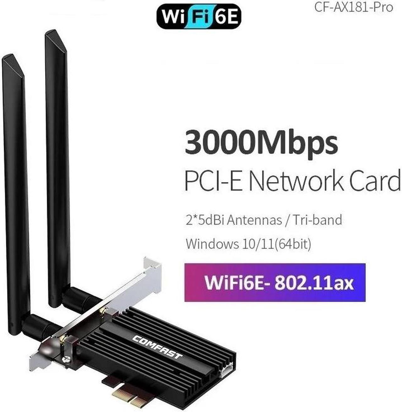 Weastlinks WiFi6E 3000Mbps PCI-E Network Card 2.4G&5GHz&6GHz Tri Band WiFi Adapter 802.11AX AX181 For Desktop PC Win10/Win11 64bit