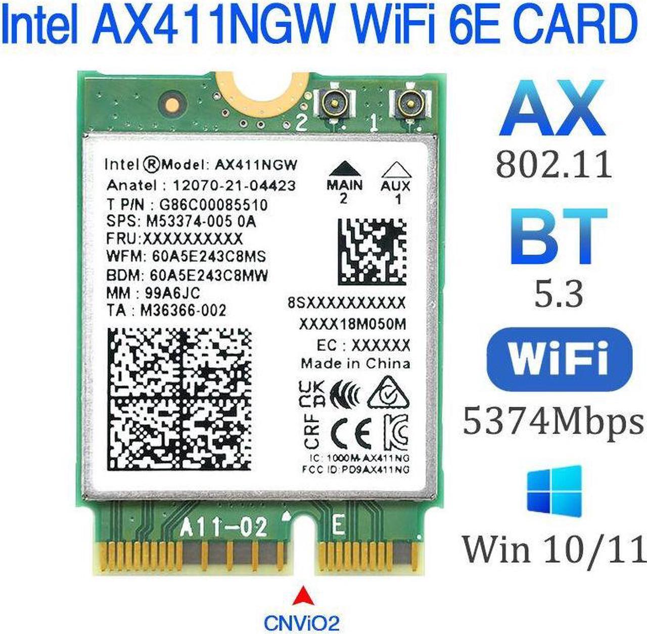 Weastlinks Wi-Fi 6E AX411 for Intel AX411NGW WIFI network card CNvio2 802.11ax 2.4/5/6GHz Bluetooth 5.3 BT5.3 for Win 10 11