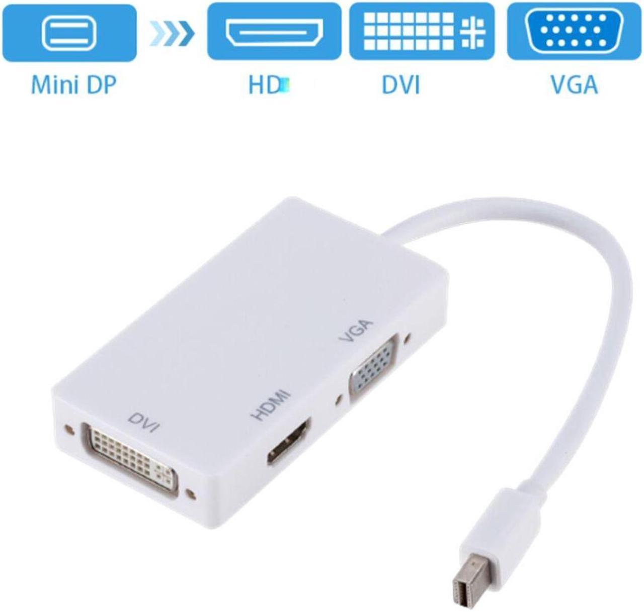 Weastlinks 3 in 1 Thunderbolt Mini DP to HDMI VGA DVI Converter 1080P Mini DP Cable Adapter for MacBook Pro Air Mini DisplayPort White