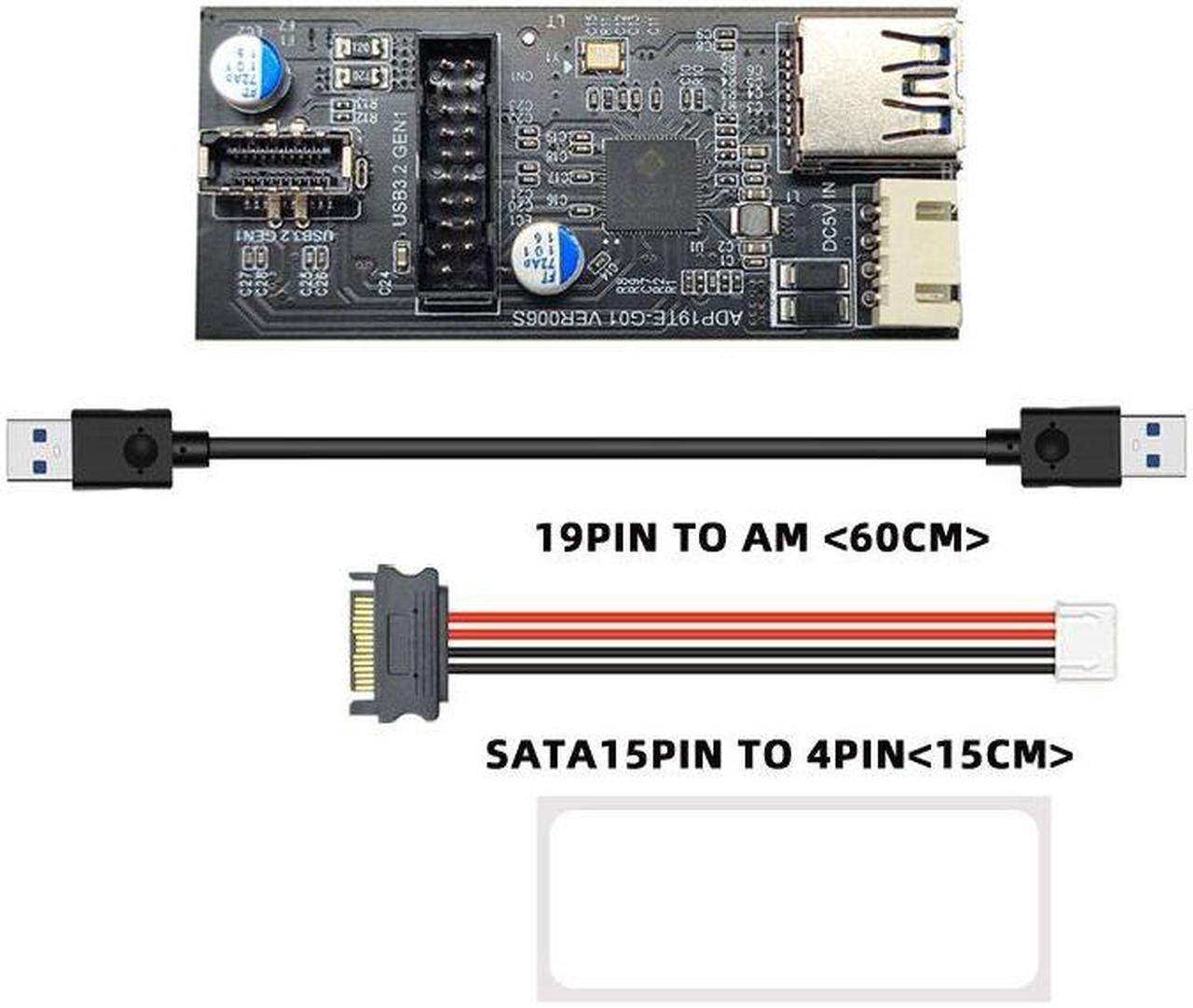 Weastlinks Header 19pin to Type E + 19Pin Motherboard 1 to 2 Splitter USB 3.0 Hub USB Adapter Conector USB 19Pin Connector Extension Cables Grey