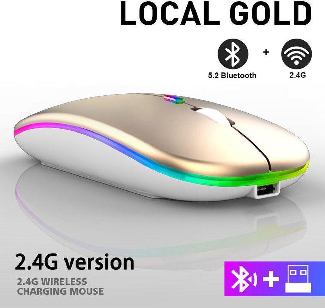 Weastlinks 2.4G Wireless Mouse RGB Rechargeable Mice Wireless Computer Mouse LED Backlit Gaming Mouse for Laptop PC Gold