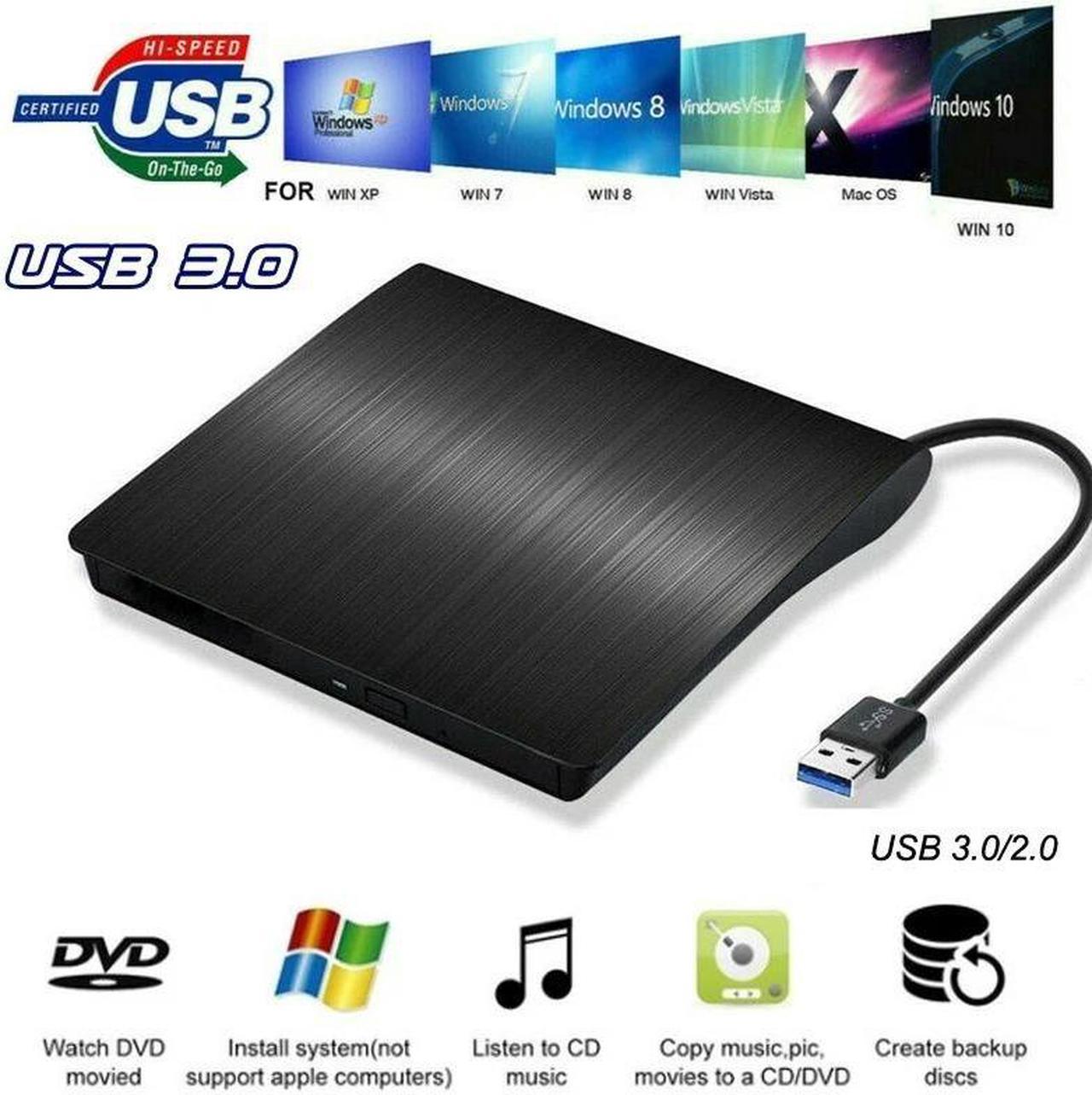 Weastlinks USB 3.0 Slim External Optical Drive DVD RW CD Writer Drive Burner Reader Player Optical Drives Plug and Play For Laptop Notebook