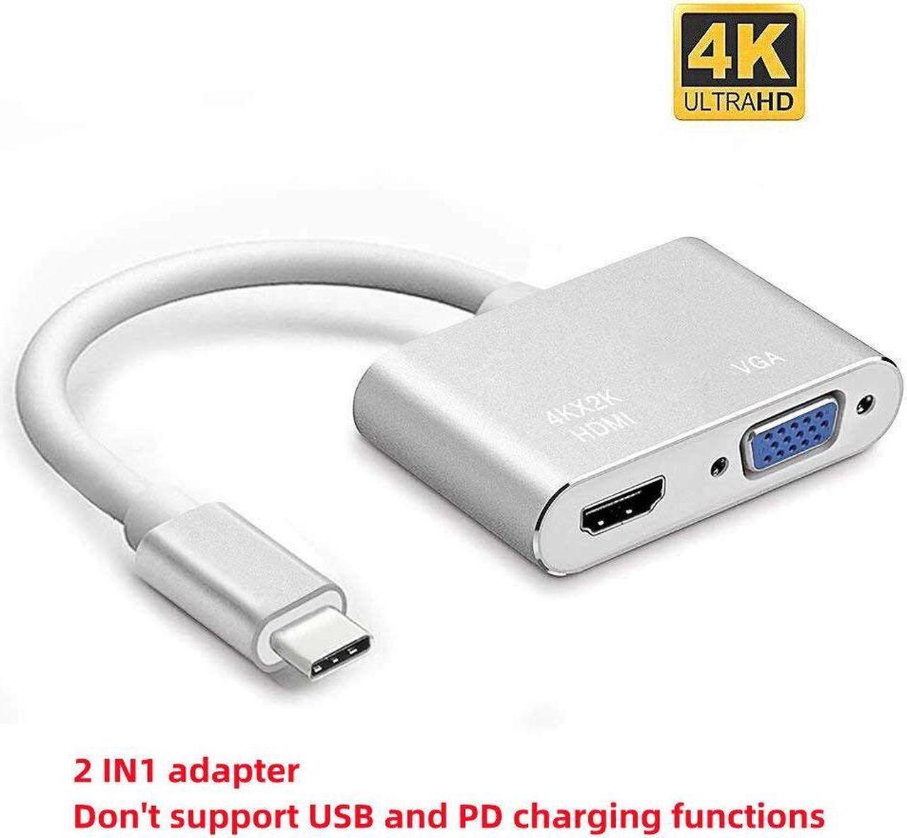 Weastlinks 4K Type-C to HDMI-compatible USB C 3.0 VGA PD Adapter Dock Hub Silver