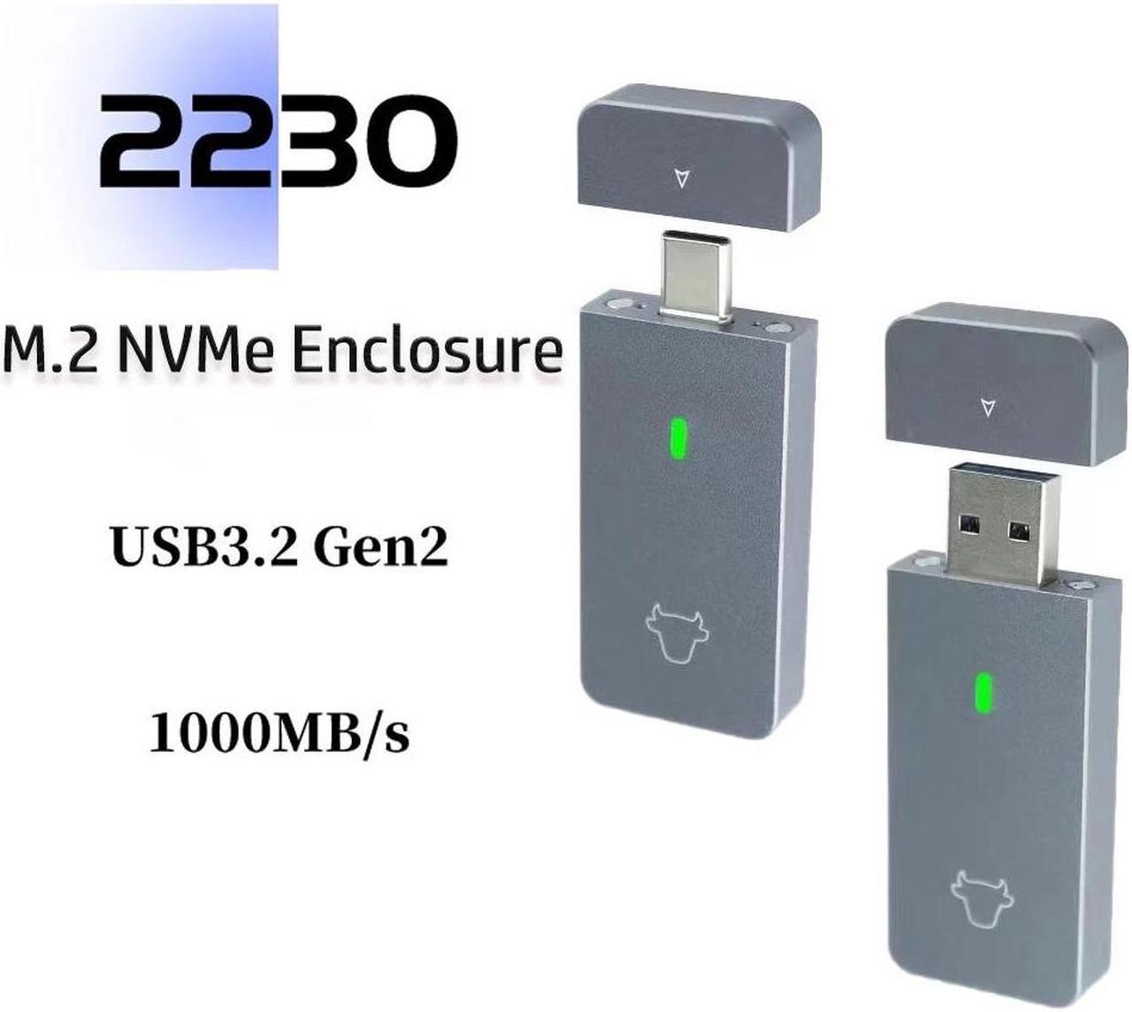 Weastlinks M.2 NVMe 2230 SSD Enclosure Case USB A USB C Adapter 10Gbps USB3.2 Gen2 Portable Box for M2 2230 NVMe