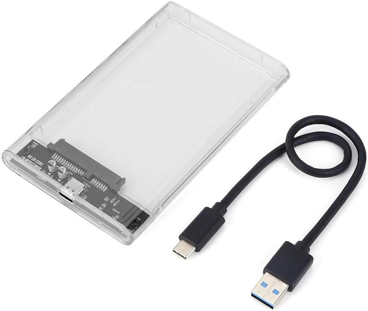 Weastlinks 2.5'' Hard Drive Enclosure Transparent Mobile HDD Box USB3.1 SSD Case Portable Hard Disk 5Gbps USB A to USB C SATA Case for PC White