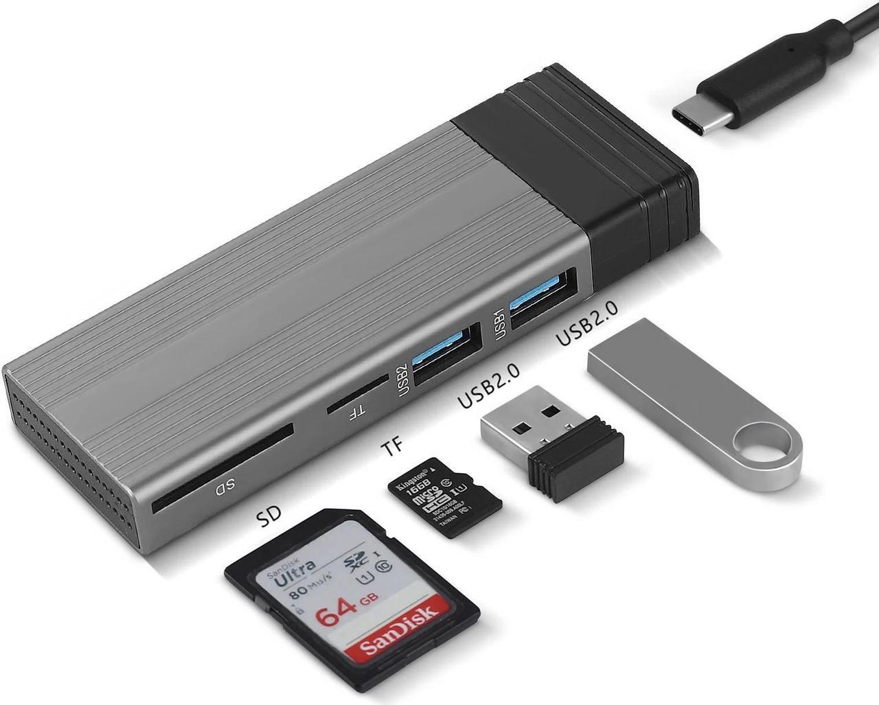Alt view image 2 of 7 - Weastlinks USB C Hub M.2 NVMe SSD Case,Dual Protocool NVMe Enclosure SD TF Card Reader USB2.0 HUB Dock USB Splitter