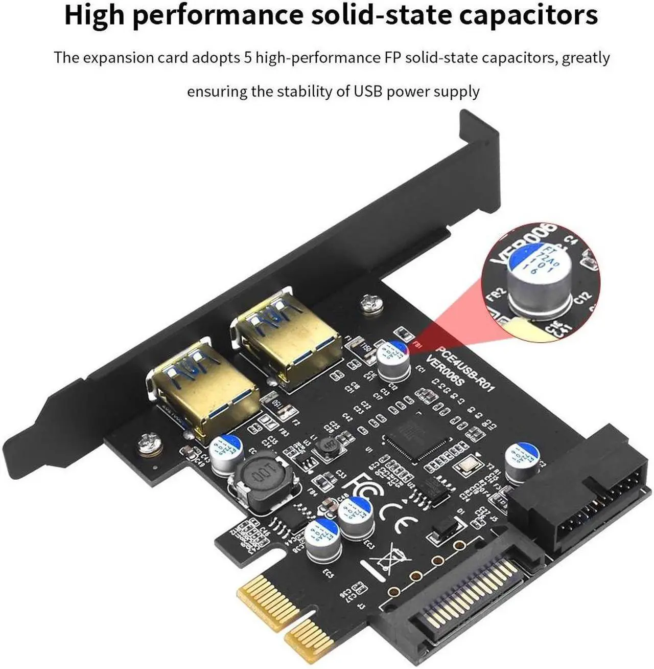 Alt view image 4 of 7 - Weastlinks USB 3.2 PCIE Expansion Card PCIE 1X To 2 port USB 3.2 Genl 19pin PCIE Expansion Card PCI E Controller 5Gbps