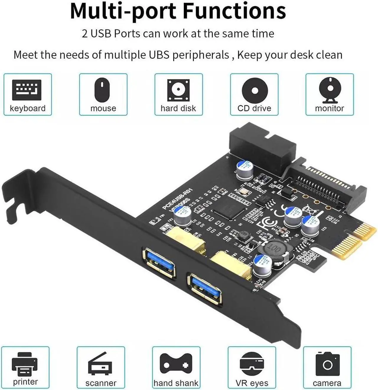 Alt view image 6 of 7 - Weastlinks USB 3.2 PCIE Expansion Card PCIE 1X To 2 port USB 3.2 Genl 19pin PCIE Expansion Card PCI E Controller 5Gbps