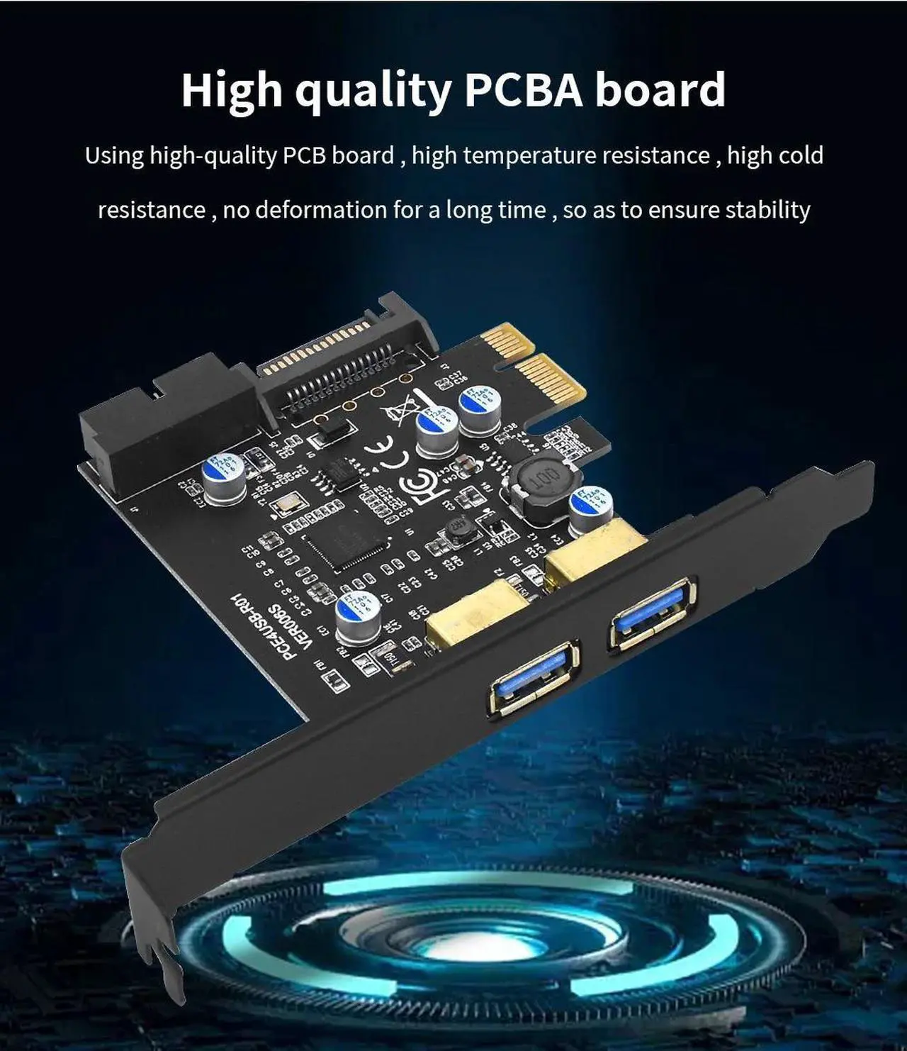 Alt view image 7 of 7 - Weastlinks USB 3.2 PCIE Expansion Card PCIE 1X To 2 port USB 3.2 Genl 19pin PCIE Expansion Card PCI E Controller 5Gbps