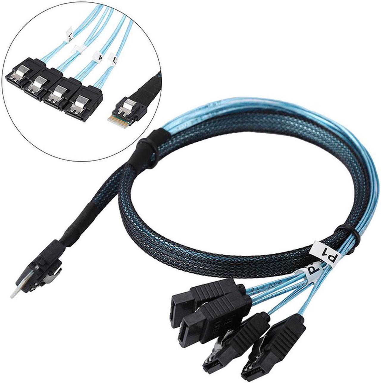 Weastlinks MINI SAS 38P SFF-8654 to 4 X SATA Server Data Transmission Cable 12Gbps Connecting Line for Hard Disk Computer Host