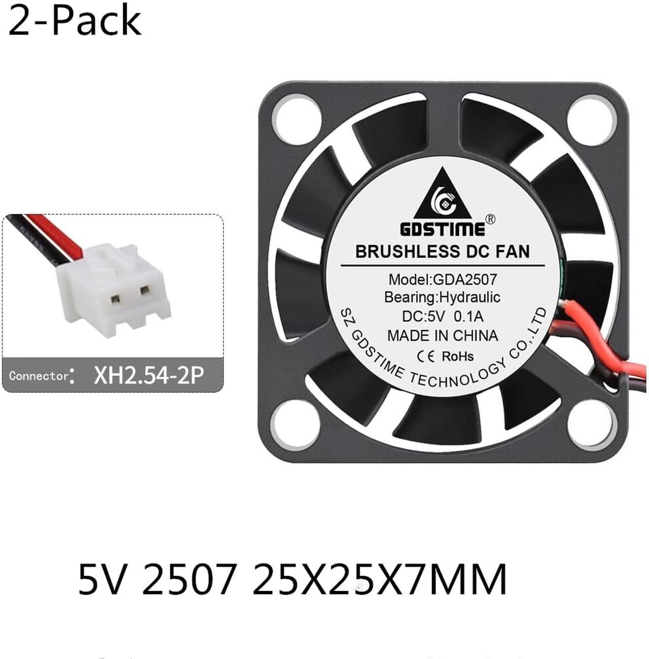 Weastlinks 2Pcs DC 5V Fan 25MM 25x25x7MM Laptop Ultrathin Brushless Axial Cooling Fan 2507 Fan