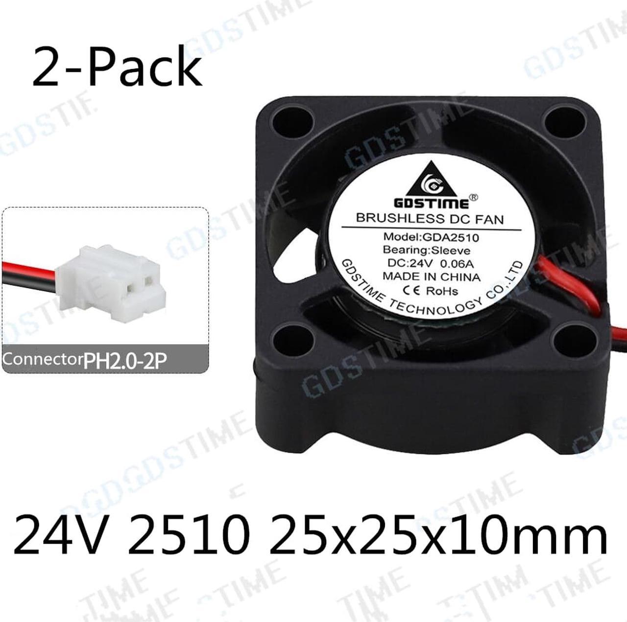 Weastlinks 2Pcs DC 5V 12V 24V Fan 25MM 25x25x10MM Laptop Ultrathin Brushless Axial Cooling Fan 2510 Fan