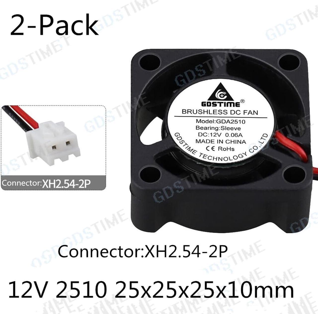 Weastlinks 2Pcs DC 5V 12V 24V Fan 25MM 25x25x10MM Laptop Ultrathin Brushless Axial Cooling Fan 2510 Fan XH2.54