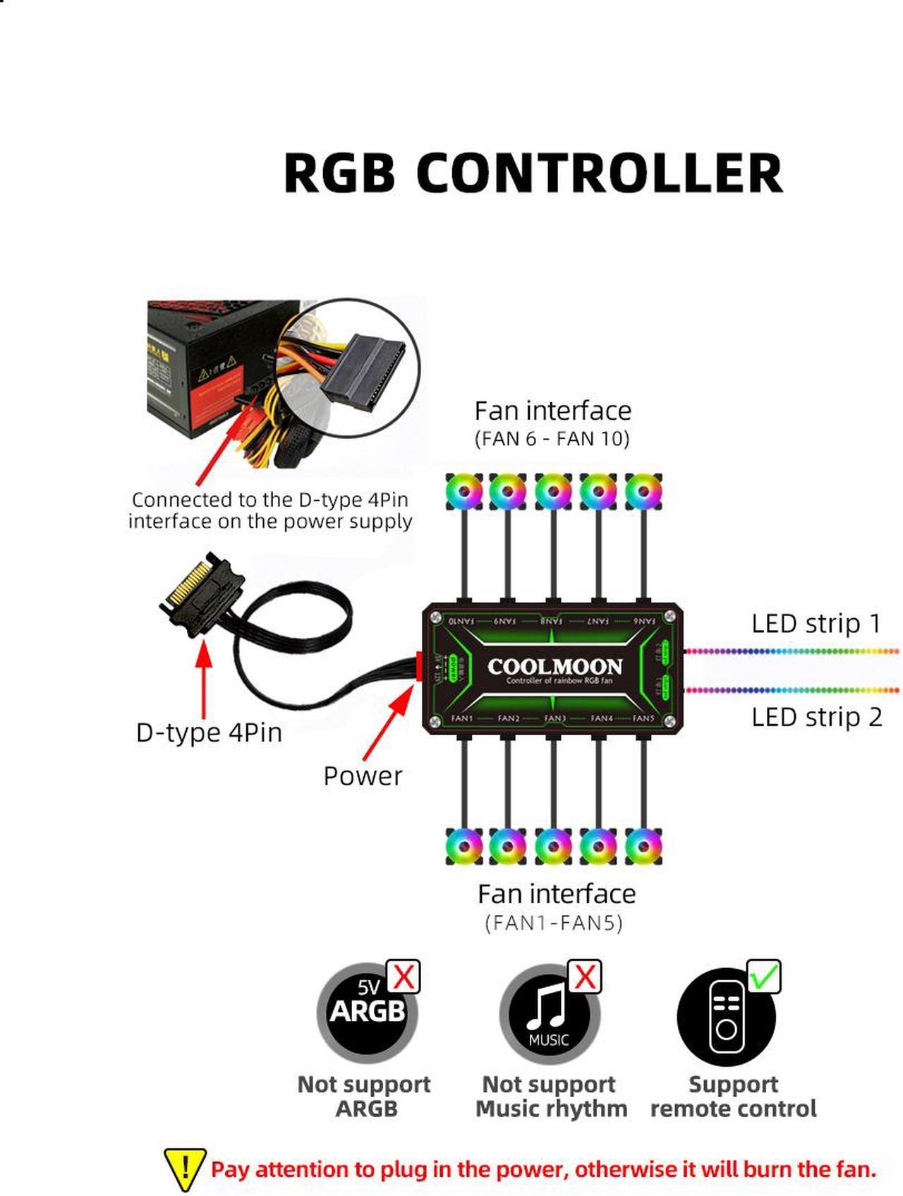 Weastlinks 12cm RGB Case Fans, 120mm Quiet Computer Cooling PC Fans, Music Rhythm 5V ARGB Addressable Motherboard SYNC/RC Controller