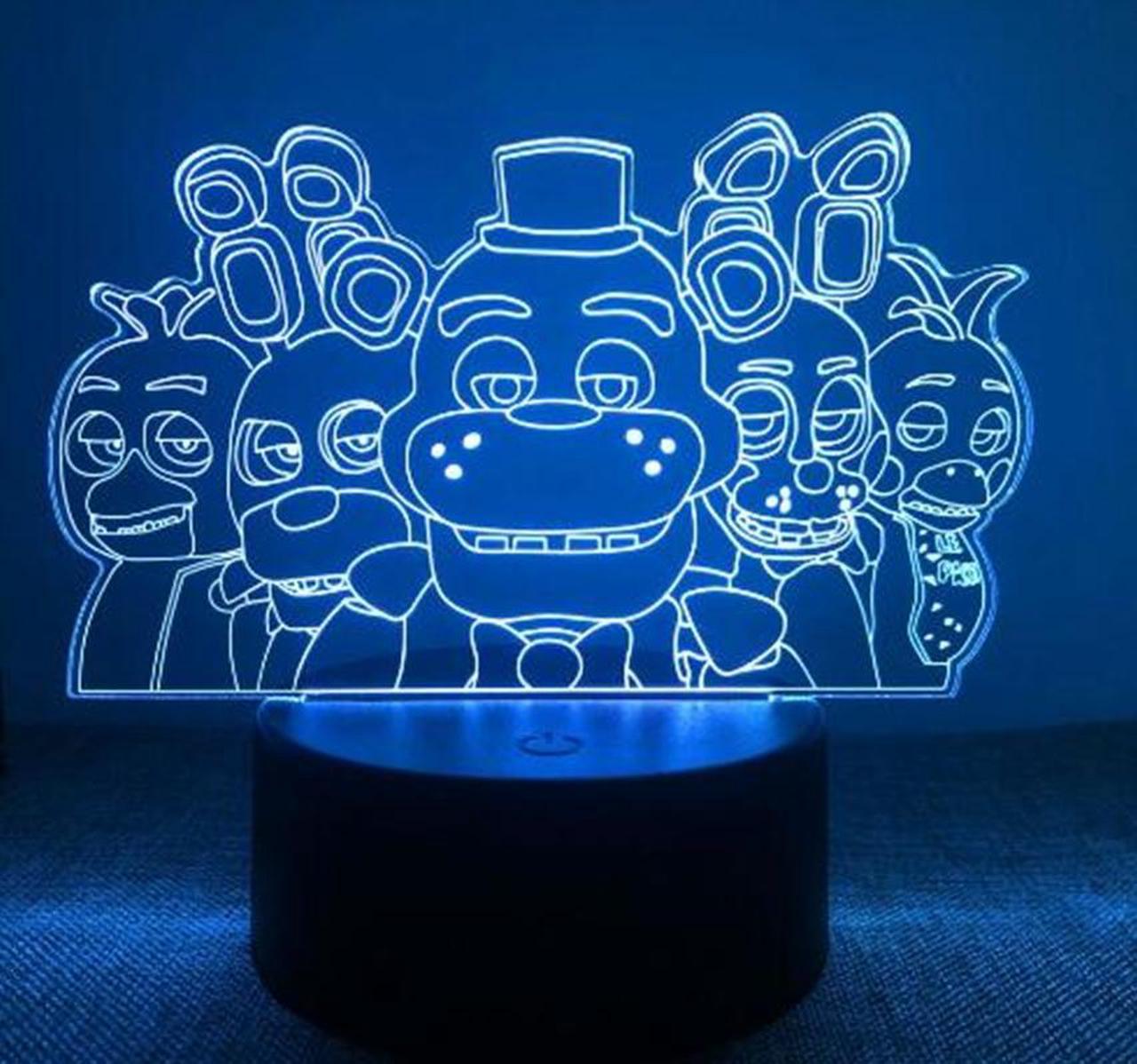 Weastlinks 3D Visual Illusion Lights Five Nights Game Cute Night Lights 7 Color Changing Bedroom Decorations Gifts for Kids Boys Girls