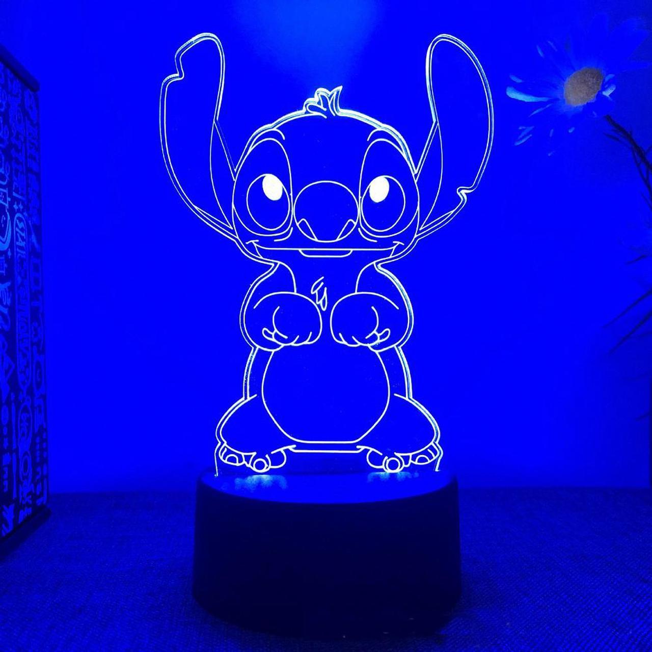 Weastlinks Anime Kawaii Stitch Lilo and Stitch 3D Illusion Bedroom Decoration Desk Lamp Acrylic Sleep Night Light Birthday Christmas Gift