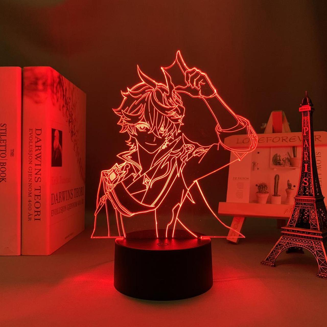 Weastlinks Genshin Impact 3D Night Light 3D Illusion Anime Lamp for Bedroom Decor LED Light Atmosphere Bedside Night Lamps Genshin Kids Gift