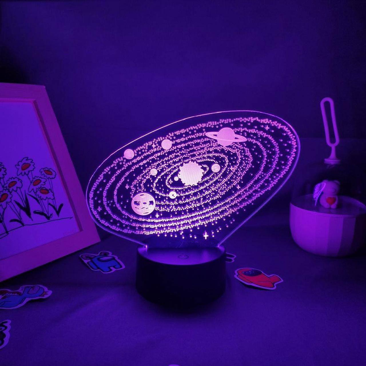 Weastlinks Solar System 3D Optical Illusion Side Table Lamp Universe Space Galaxy LED Night Light Room Decor Light Gift for Boys and Girls