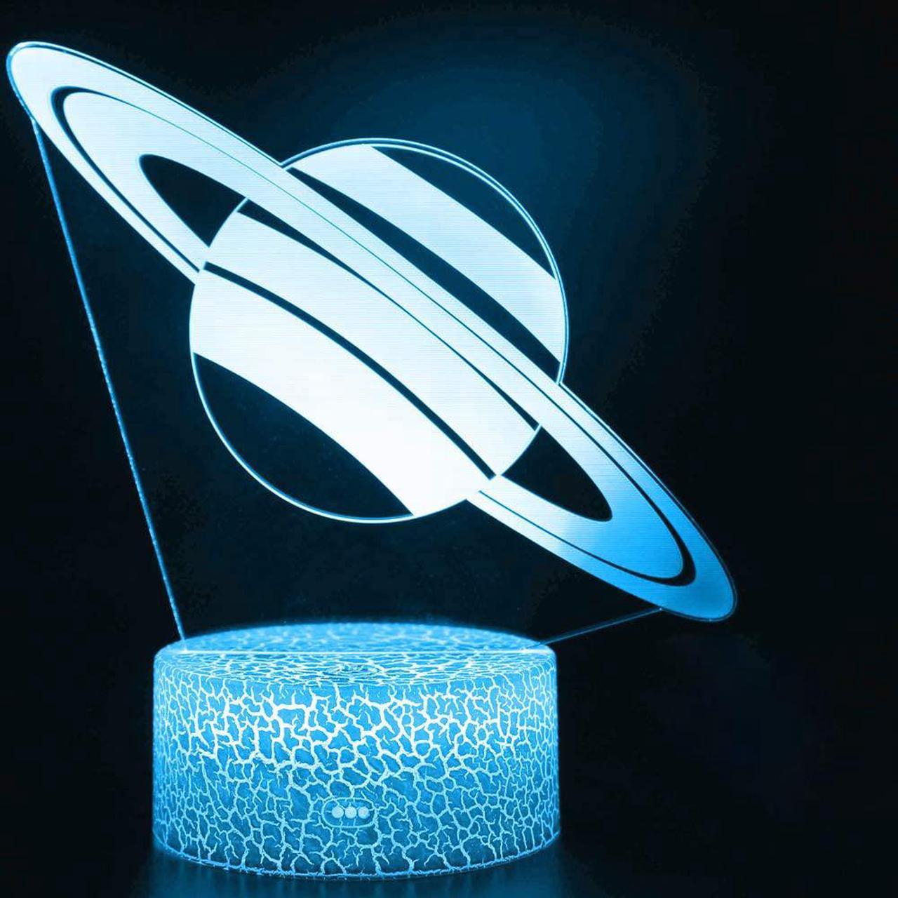 Weastlinks Solar System 3D Optical Illusion Side Table Lamp Universe Space Galaxy LED Night Light Room Decor Light Gift for Boys and Girls