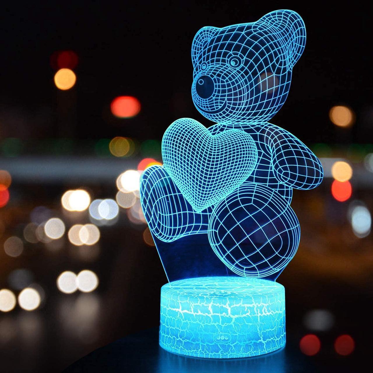 Weastlinks 3D Love Romantic Illusion Light 16 Colors Change Night Light LED Heart Sleep Light for Valentines Wife Boyfriend Girlfriend