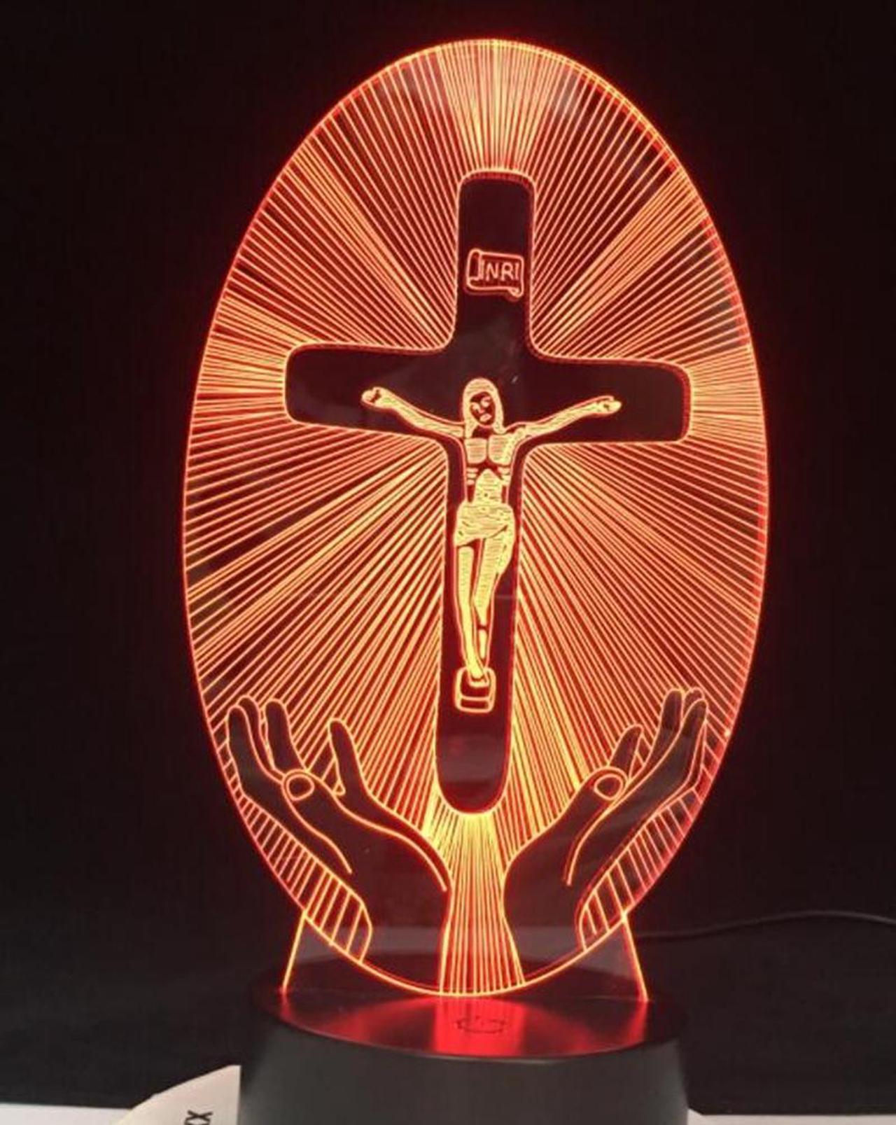 Weastlinks Christian Series 3D Lamp Cross Jesus Bible Night Light Acrylic Plate Touch Remote Base Home Decor Holiday Gifts For Friend