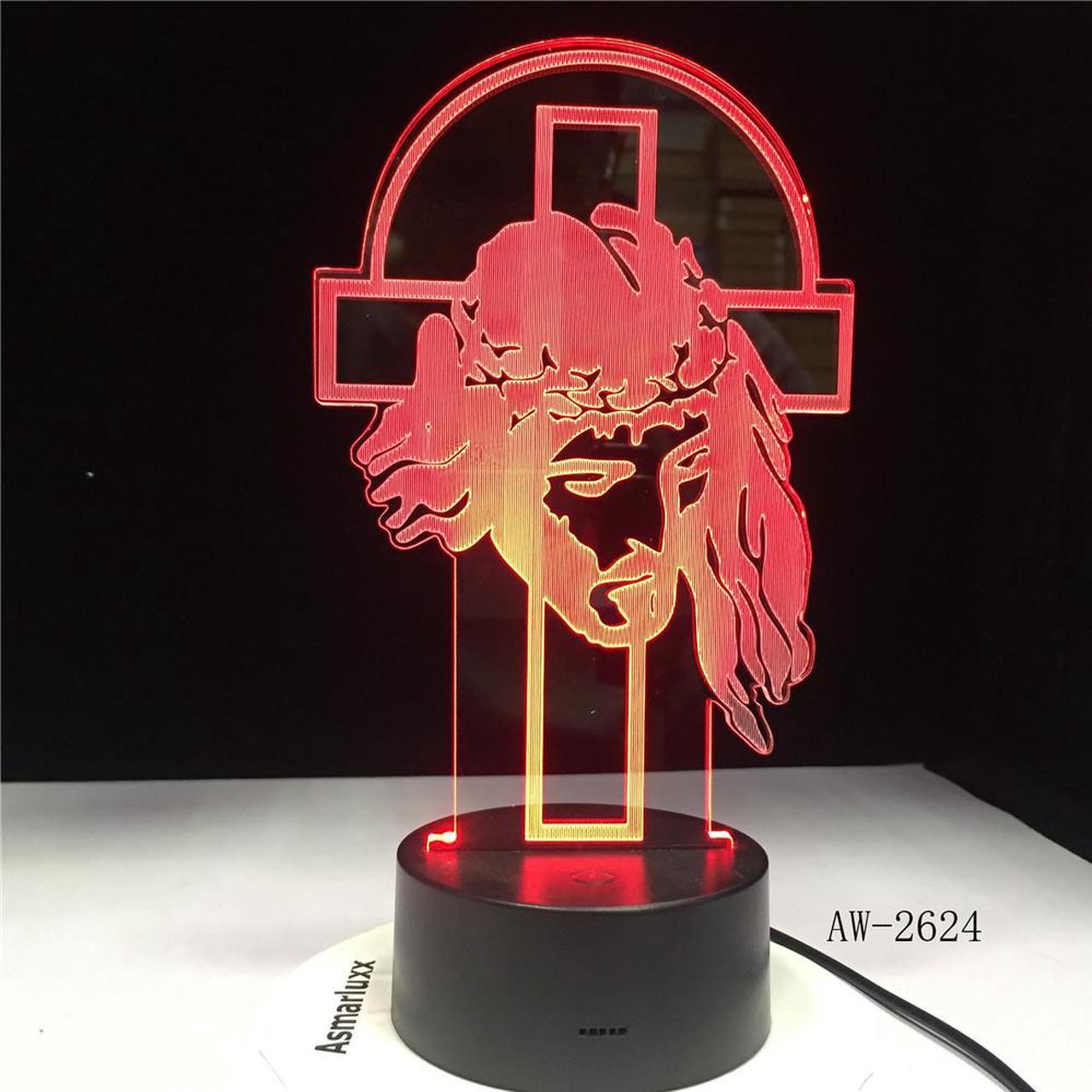 Weastlinks Christian Series 3D Lamp Cross Jesus Bible Night Light Acrylic Plate Touch Remote Base Home Decor Holiday Gifts For Friend