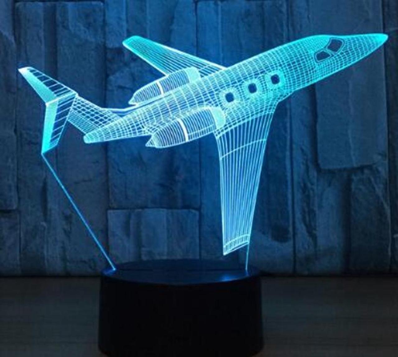 Weastlinks Fly the World Earth Globe Airplane 3D LED Lamp Art Sculpture Lights in Colors 3D Optical Illusion Lamp with Touch Button GX131