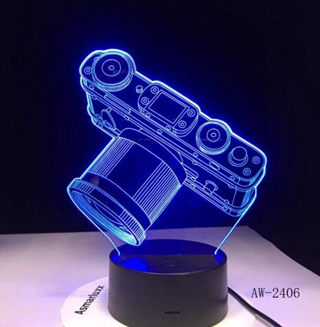 Weastlinks Novelty 3D Lamp Camera Illusion LED USB Lamp Touch RGB 7 Color Changing Table Night Light Bedside Decoration LED Lamp